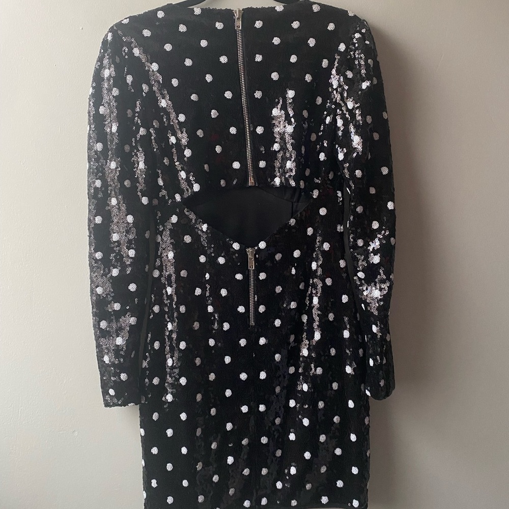 NASTY GAL Long Sleeve Polka Dot Sequin Dress